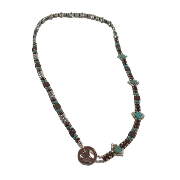 Women Boho Beaded Necklace Three Pattern Jewelry 21 Inch Length Gem Beach Core - Picture 5 of 5